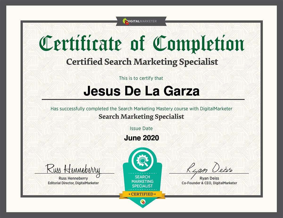 Diploma de Certificacion en Marketing para Buscadores
