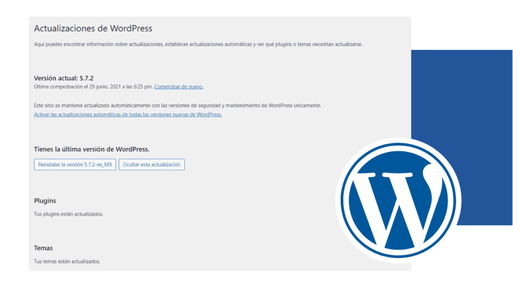 Actualizaciones del nucleo de Wordpress